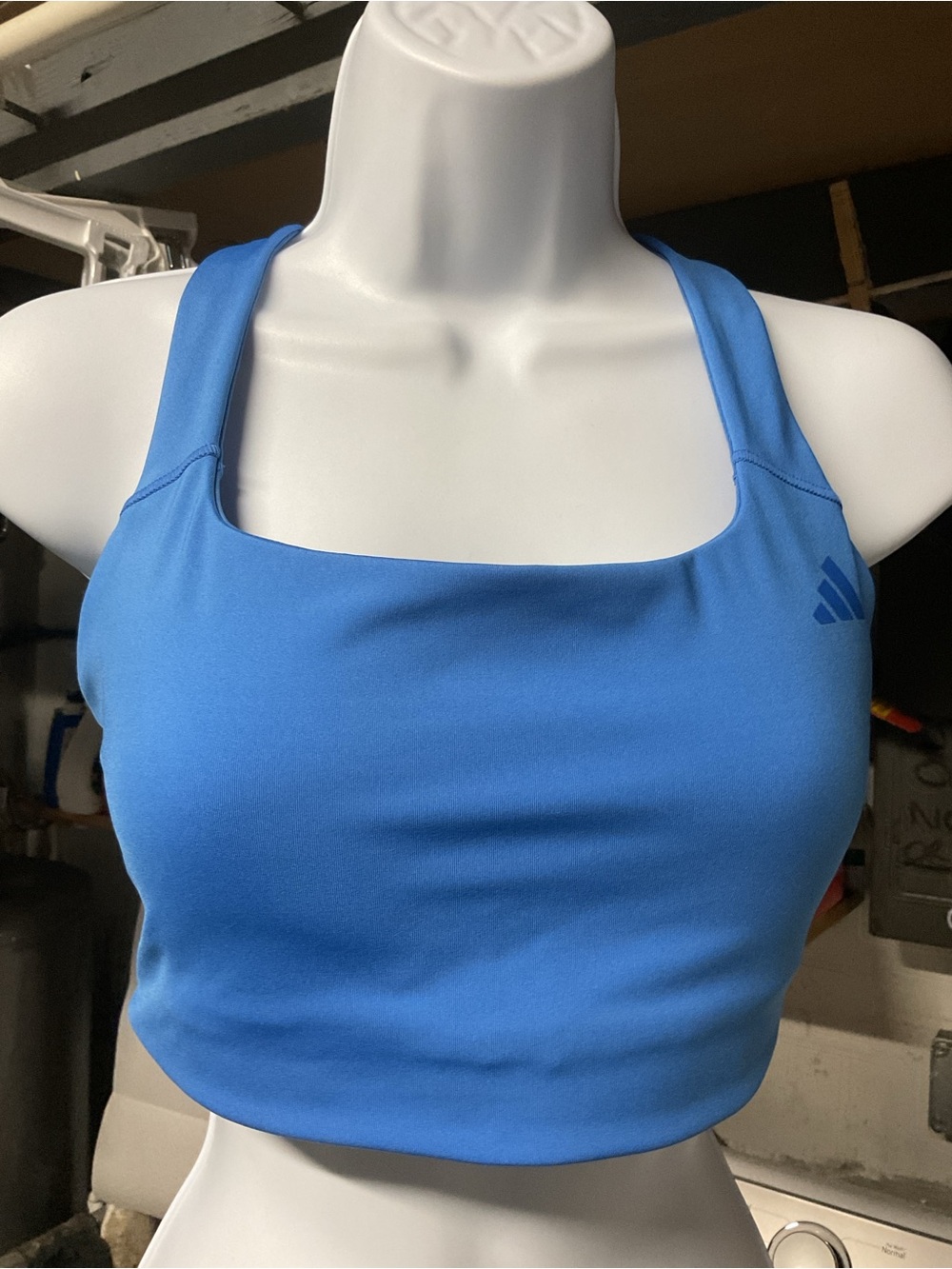 adidas Bright Blue Square Neck Sports Bra | Size M